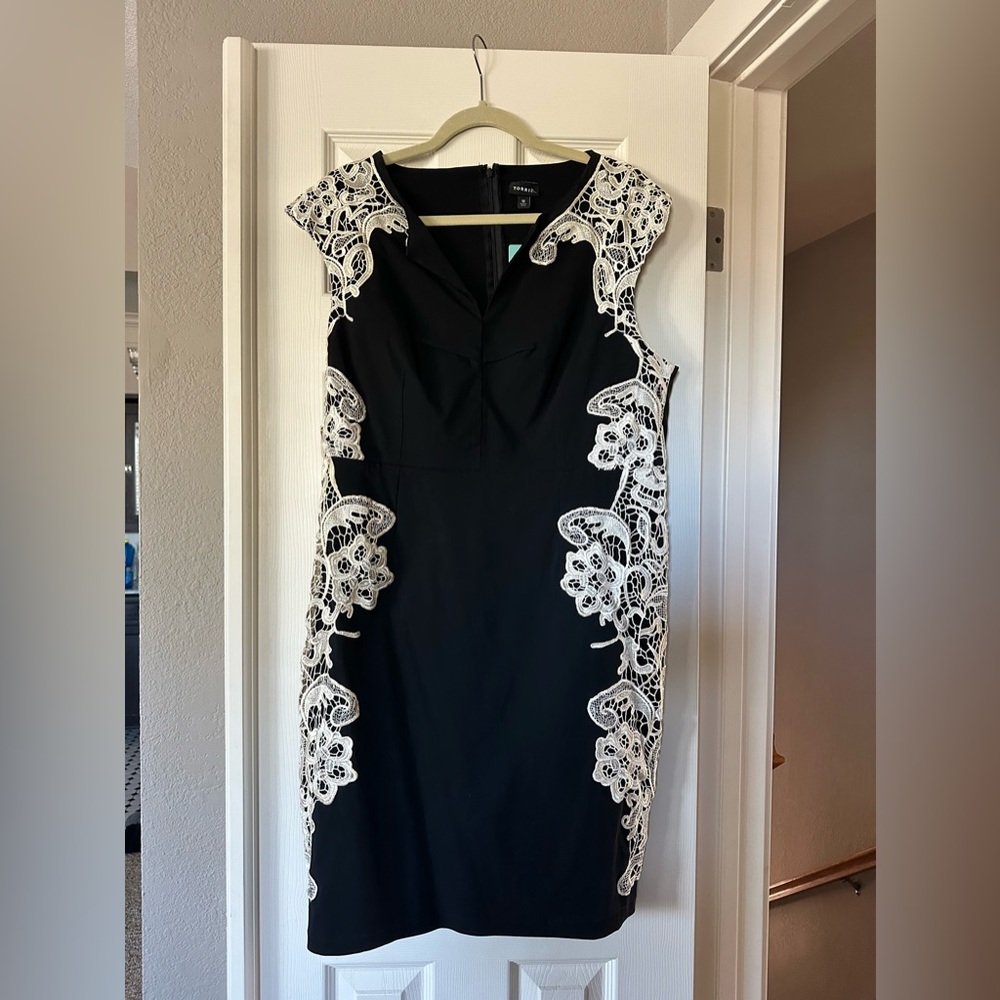 NWT Size 18 Torrid Black dress with lace accents.
